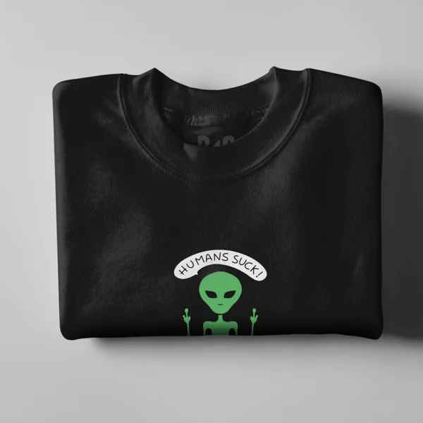 BS Skateboarding Crewneck humans suck black folded