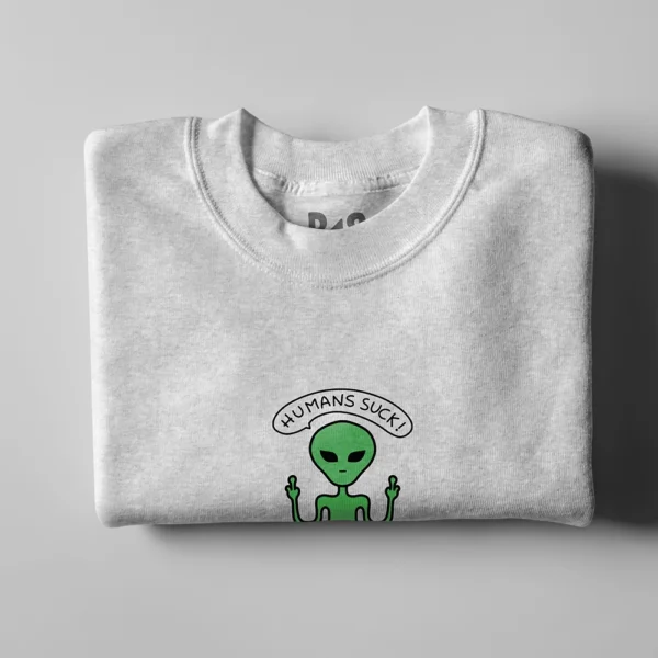 BS Skateboarding Crewneck humans suck gray folded