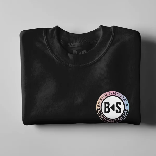 BS Skateboarding Crewneck logo black folded