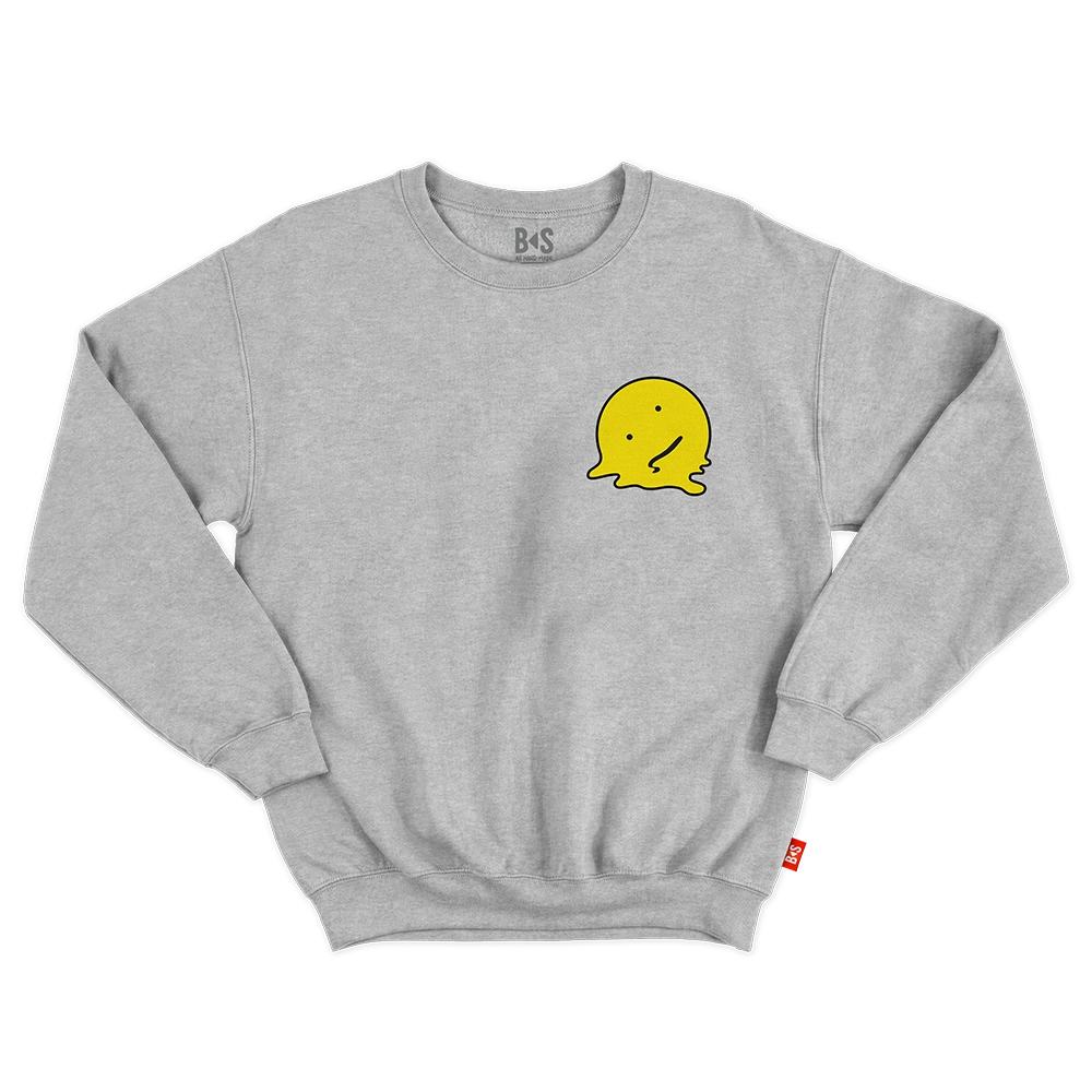 BS Skateboarding Melted Meh Face sudadera crewneck – 100% diseño original home-made