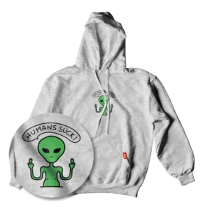 BS Skateboarding Hoodie Humans Suck gray