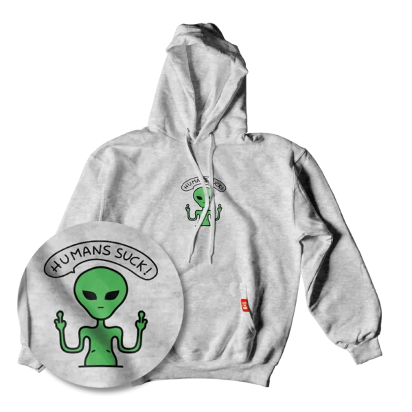 BS Skateboarding Hoodie Humans Suck gray