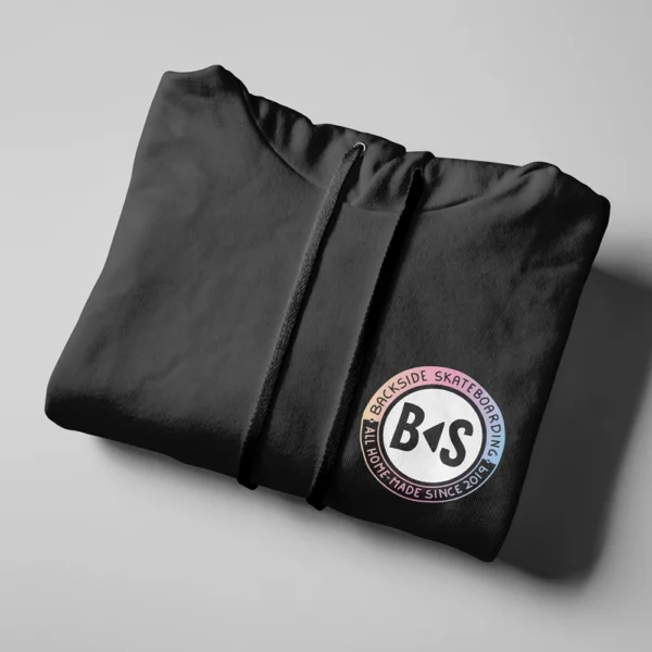 BS Skateboarding Hoodie logo black folded