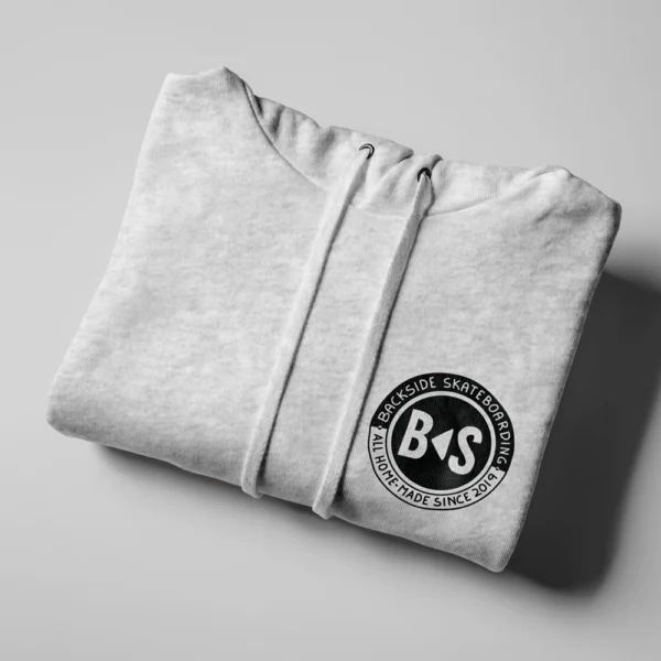 BS Skateboarding Hoodie logo gray folded