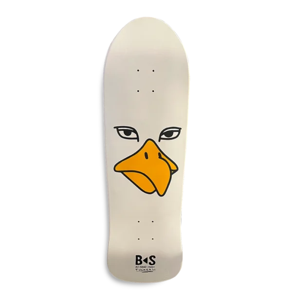 BS Skateboarding Deck Fish Shape Old School White Seagull