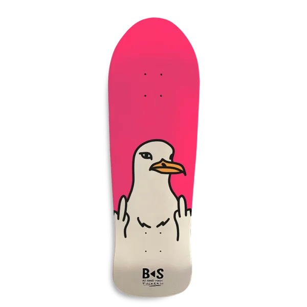 BS Skateboarding Deck Fish Shape Old School Magenta Seagull