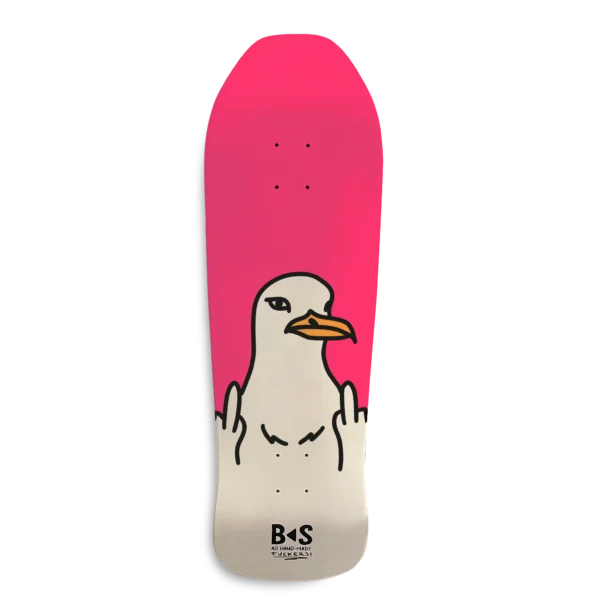 BS Skateboarding Deck Fish Shape Old School Magenta Seagull