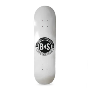 BS Skateboarding Deck popsicle logo white