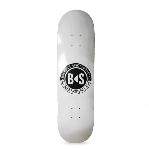 BS Skateboarding Deck popsicle logo white