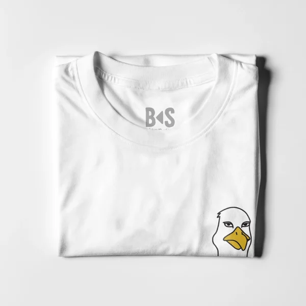 BS Skateboarding white t-shirt Seagull folded