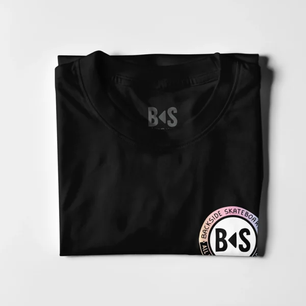 BS Skateboarding t-shirt brand logo black folded