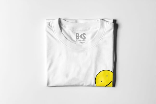 BS Skateboarding white t-shirt Melt meh face Folded