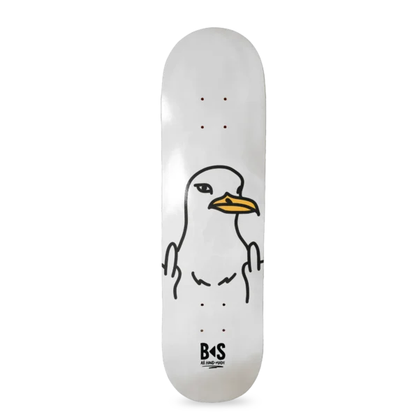 BS Skateboarding deck double flick seagull white