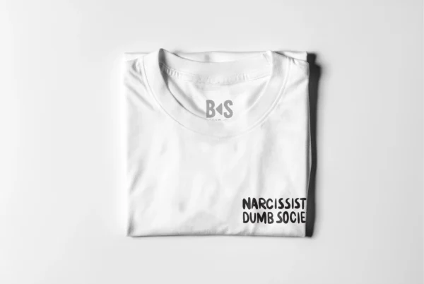 BS Skateboarding Narcissistic Dumb Society tee white folded