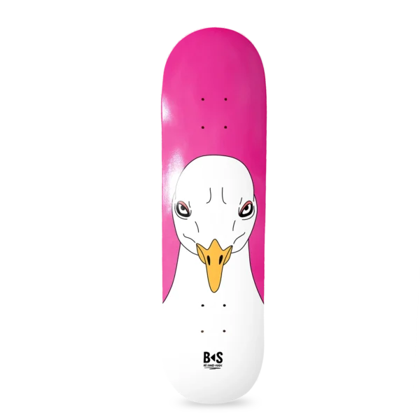 BS Skateboarding deck view dark seagull magenta